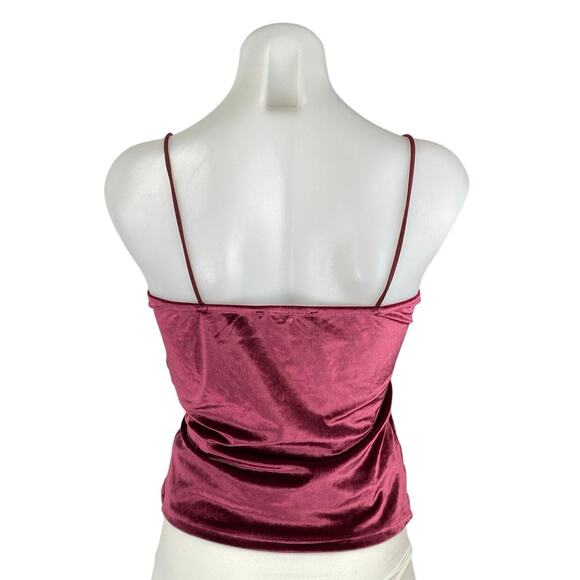 NA-KD Maroon Velvet Velour Sleeveless Cami Camisole Cowl Neck Crop Tank Top XS - Picture 3 of 5
